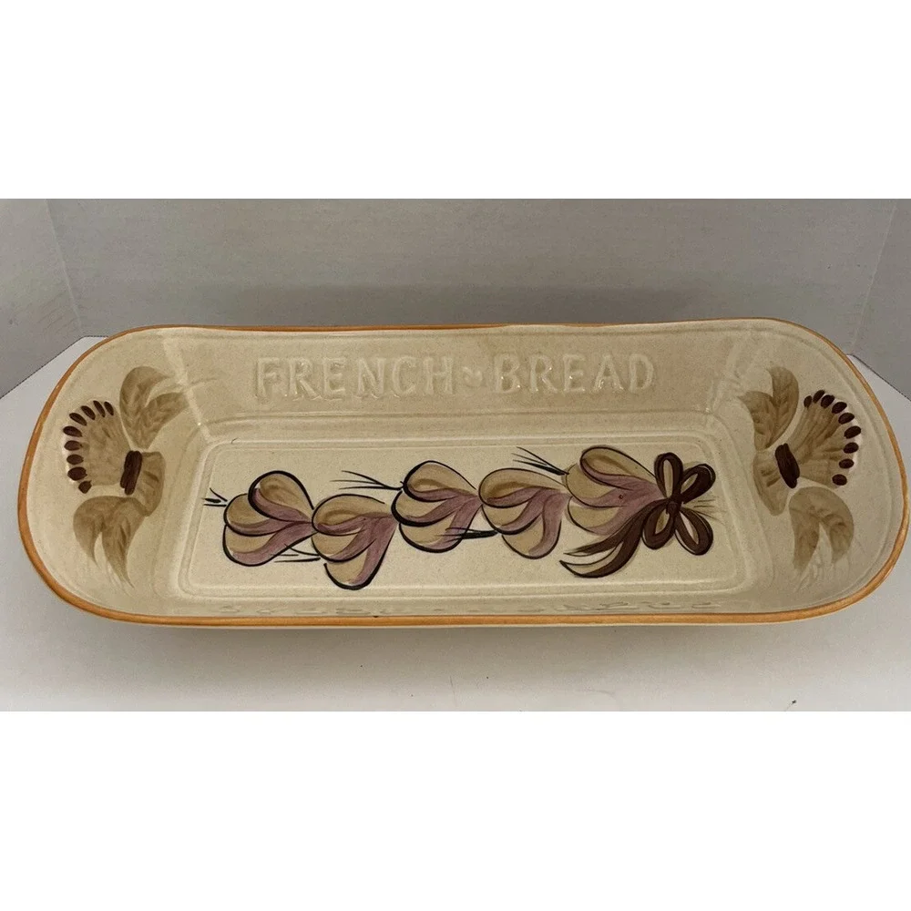 Vintage 50s Los Angeles Potteries Pottery French Bread Dish Serving Tray